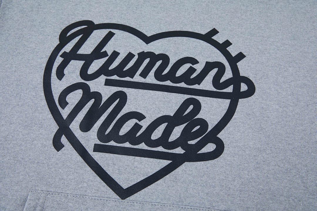 Human Made 218 HUMAN MADE HEART SWEAT HOODIE Logo Print Wide : Black White Light Grey S M L - Image 10