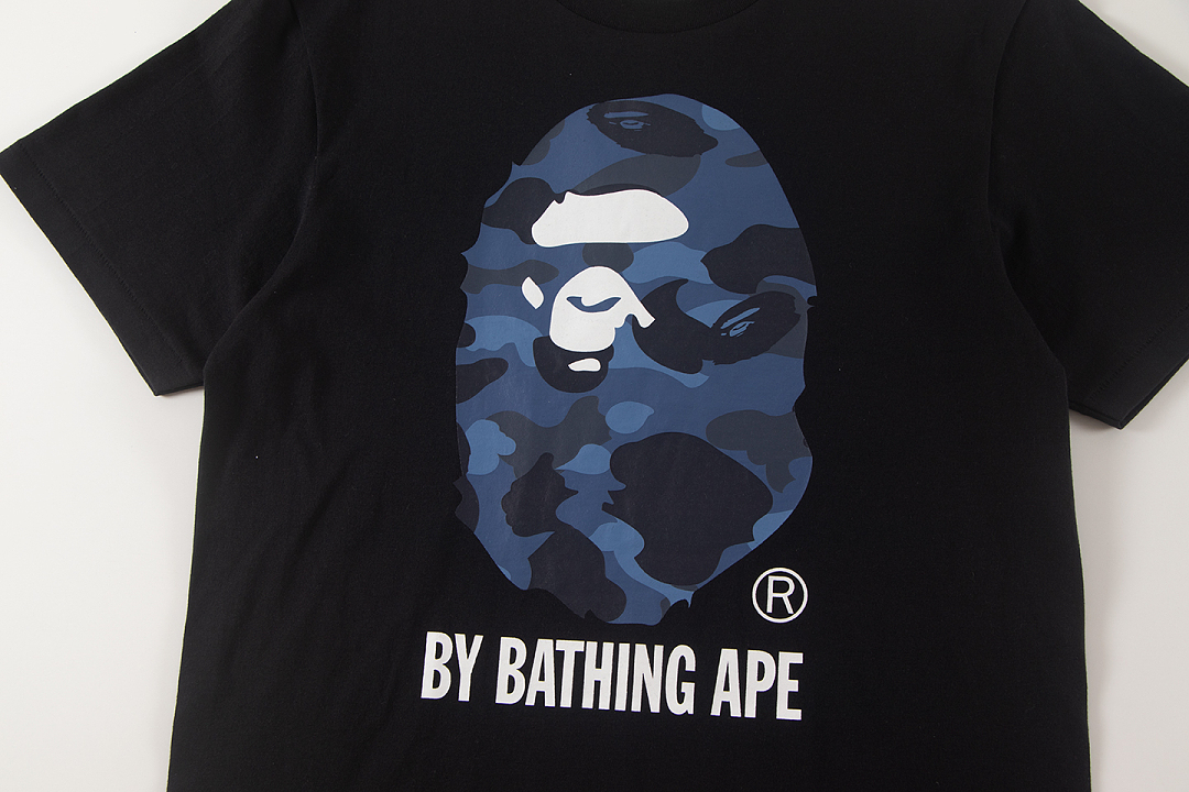 Bape 148 TOP Print Collar Short Sleeve T Black White S-XL - Image 7