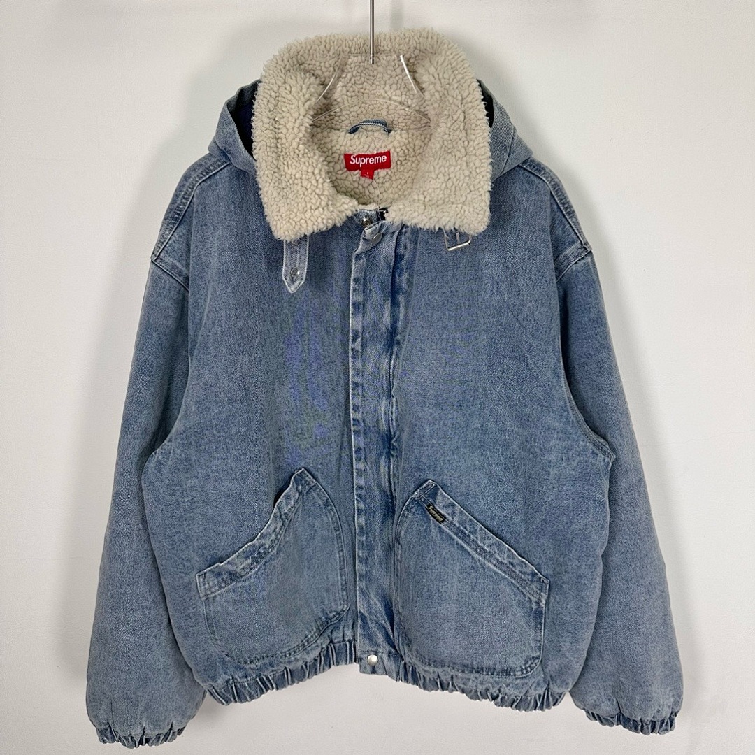 Supreme 598 24Fw Faux Shearling Lined Bomber Jacket Velvet Black White Water Blue S-XL - Image 55