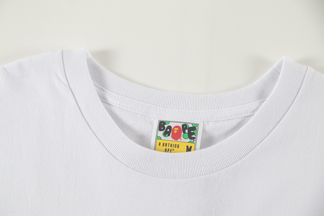 Bape 148 TOP Print Collar Short Sleeve T Black White S-XL - Image 15