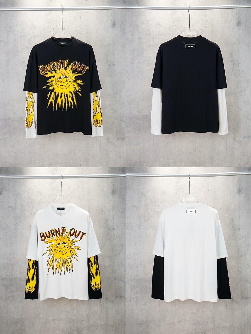 AMIRI 148 Wide Version Model Long Sleeve T Black White S M L XL 604# - Image 29