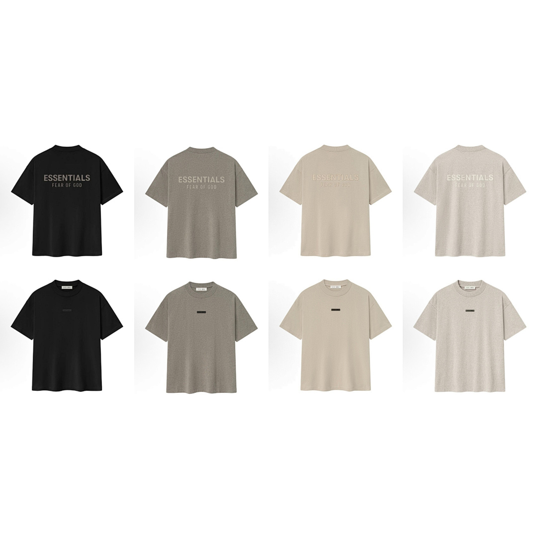 Essentials 118 SS25 Classic Hoodie Label Print Short Sleeve Silk Silver Gum : XS-XL (Grey Brown Oatmeal) - Image 5
