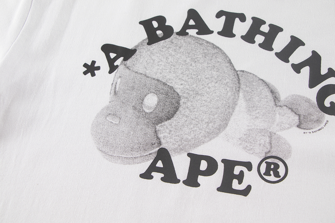 Bape 148 TOP Print Collar Short Sleeve T Black White S-XL - Image 16