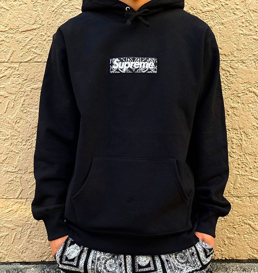 Supreme 248 Fruit Floral Embroidered Label SUP Bandana Box Logo Hooded Sweatshirt BOXLOGO Velvet Black Grey Red Pink Sky Blue S-XL S303# - Image 91