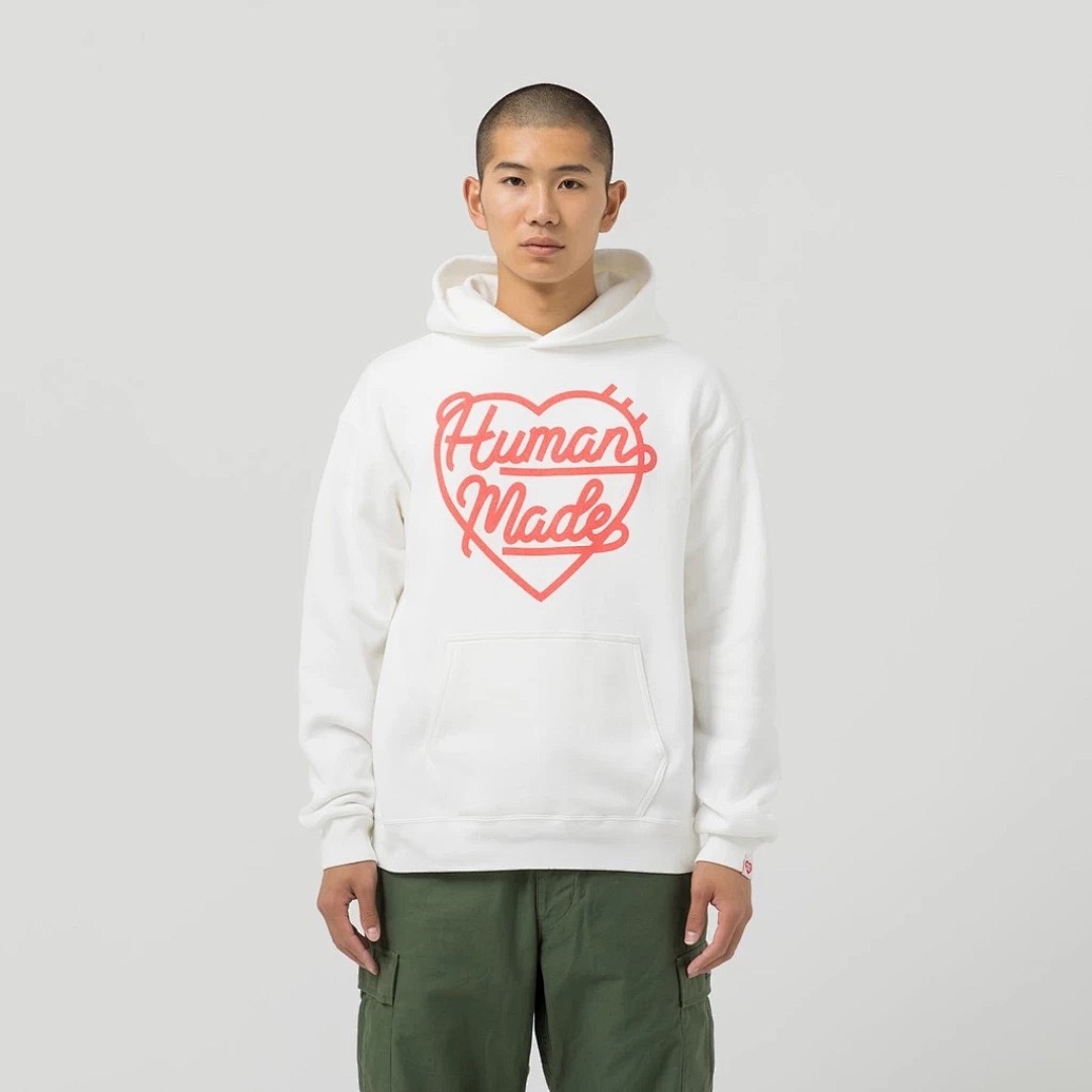 Human Made 218 HUMAN MADE HEART SWEAT HOODIE Logo Print Wide : Black White Light Grey S M L - Image 19
