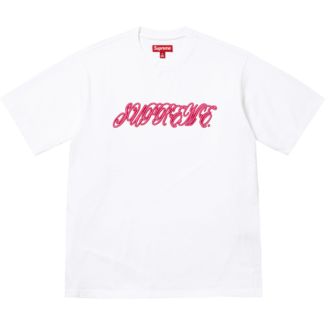 Supreme 138 RAISED SCRIPT TEE Short Sleeve Black White S M L - Image 3