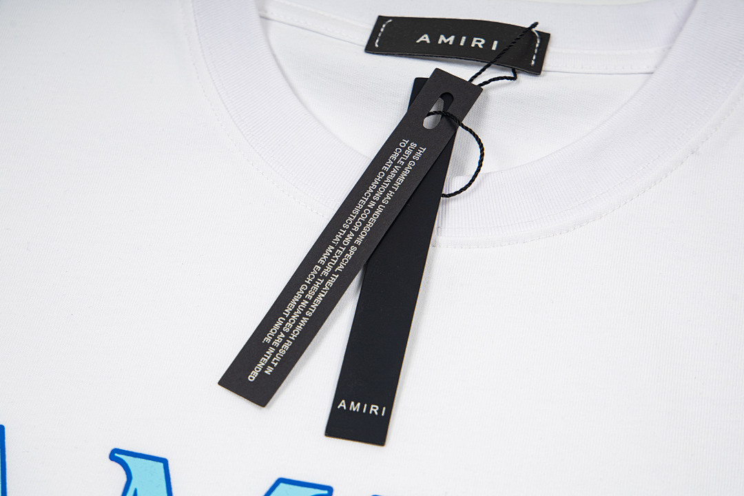 AMIRI 118 Wide Version Model Short Sleeve T Logo Print High Wind Black White S M L XL 9903# - Image 19