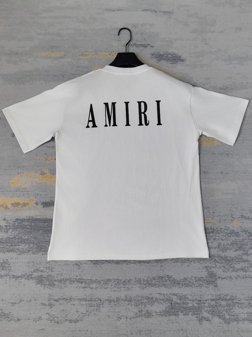 AMIRI 118 Wide Version Model Short Sleeve T Logo Print High Wind Black White S M L XL 9916# - Image 24
