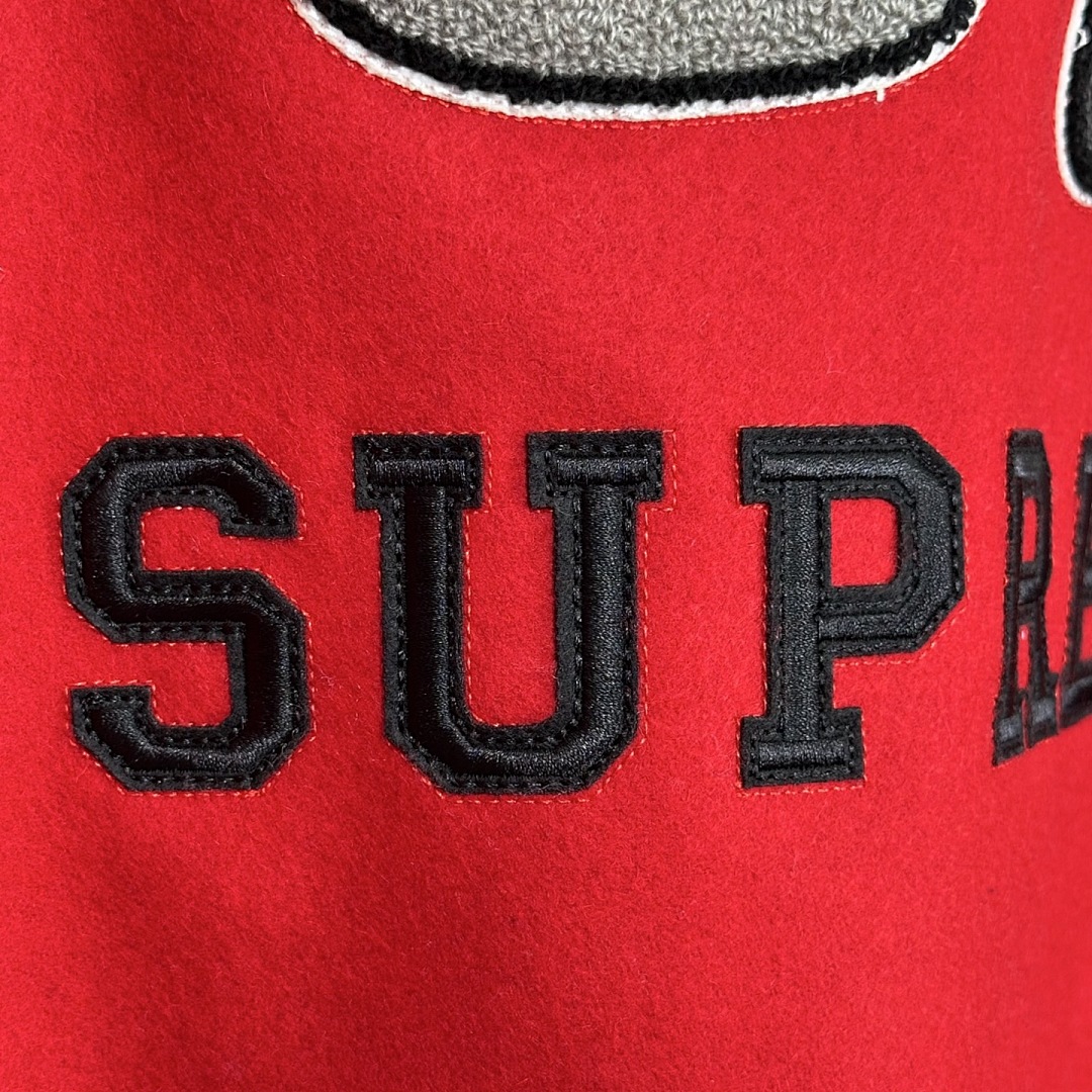 Supreme 568 NUMBER INE Cream Classic Collab MICKEY VARSITY JACKET / Red Black S (N) - Image 6