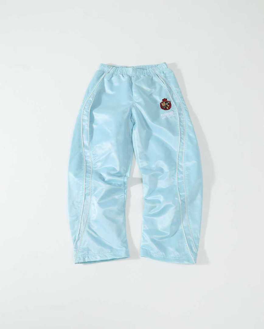 Balenciaga 378 SS25 WEEK16 Satin Track Pant Surface Patch Logo : Black Ice Blue S-XL - Image 5