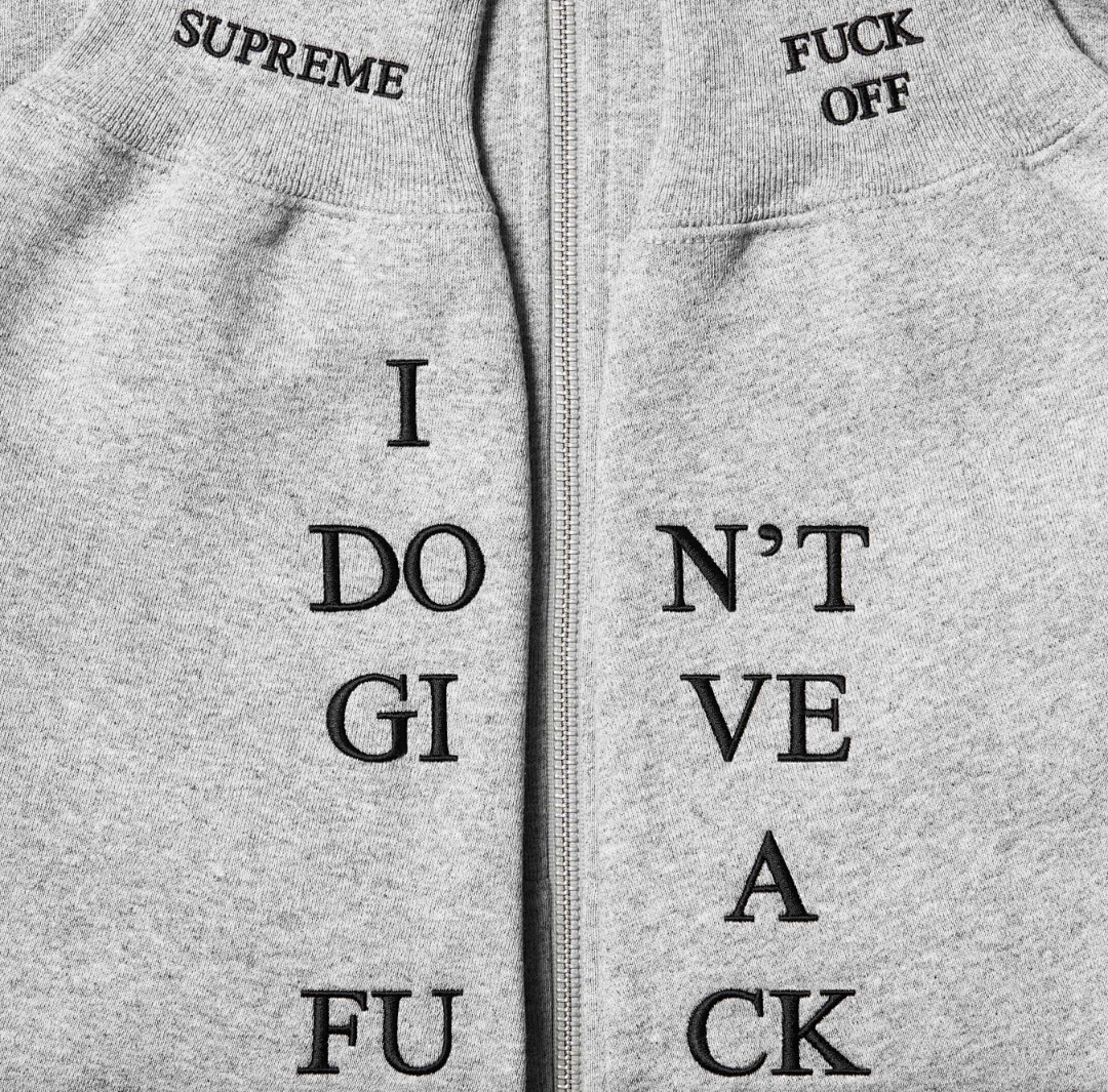 Supreme 378 FW25 IDGAF ZIP UP HOODED Embroidered (Black Grey) - Image 37
