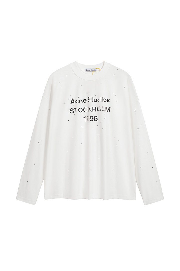 Acne Studios 158 AC Limited Exclusive Rhinestone LOGO Long Sleeve T Pink Black White Mountain Blue S-XL 8206# - Image 36
