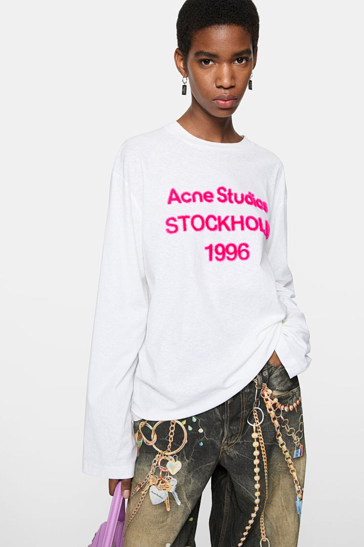 Acne Studios 148 AC Velvet LOGO Long Sleeve T Black White S-XL 8266# - Image 33