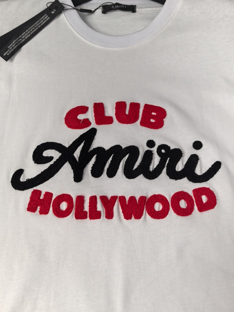 AMIRI 118 26Ss New Fleece Embroidered Short Sleeve T Black White S M L XL 9929# - Image 33