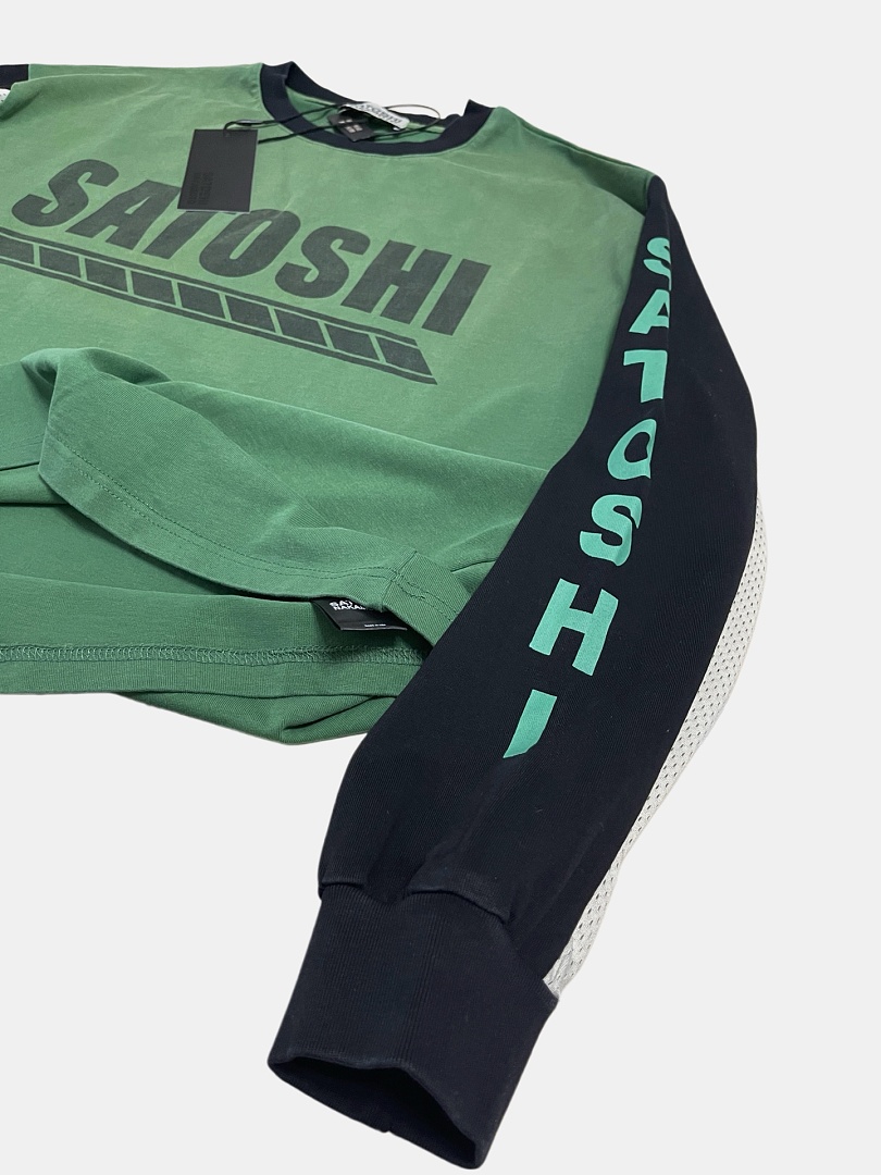 Unbranded 148 Satoshi Nakamoto Blue Patchwork Collar Long Sleeve : Green S M L - Image 11