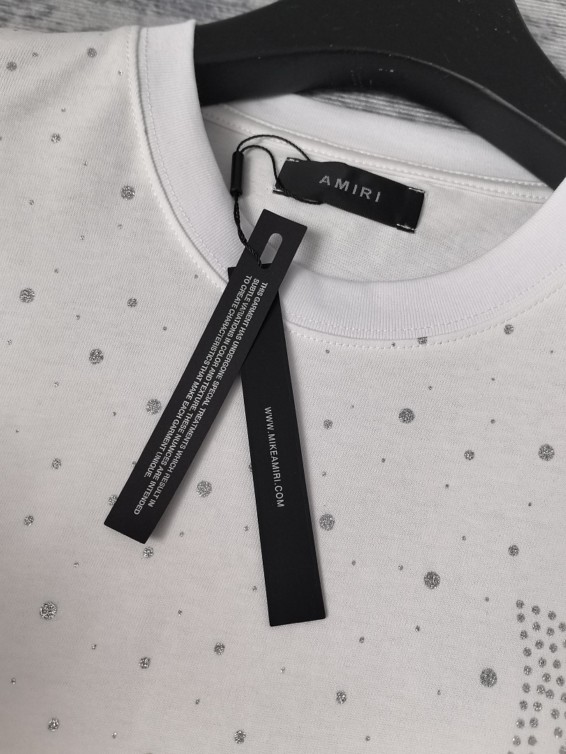 AMIRI 128 26Ss New Logo Diamond Starry Short Sleeve T Black White S M L XL 9928# - Image 37