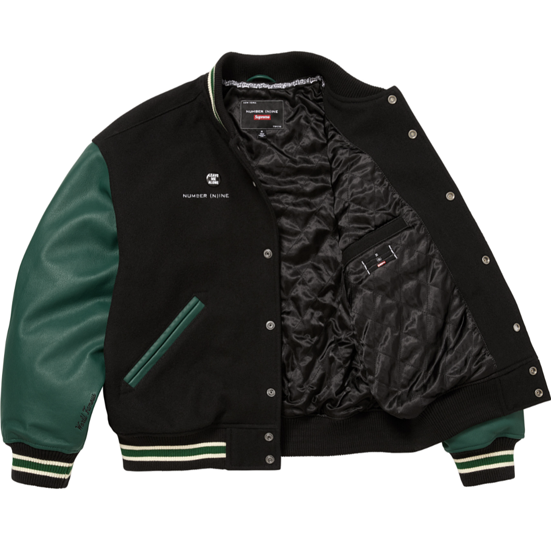 Supreme 568 NUMBER INE Cream Classic Collab MICKEY VARSITY JACKET / Red Black S (N) - Image 32