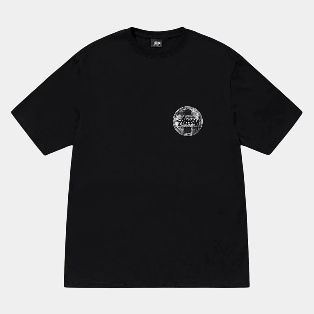Stussy 108 Stu SS24 DOT STAMP TEE Print Collar Short Sleeve T : Black White S M L XL Y2425# - Image 3