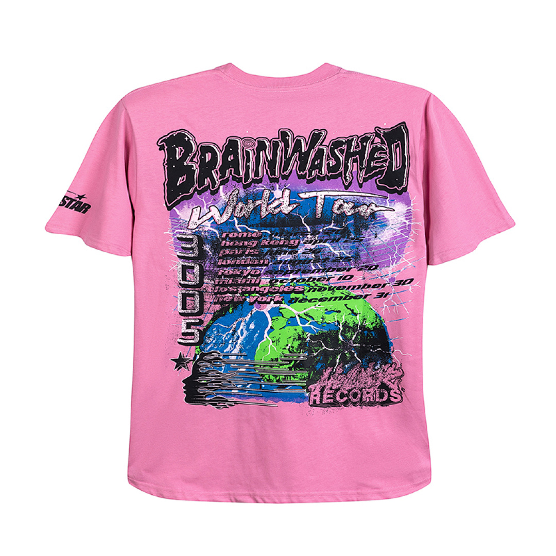 Hellstar 128 HELLSTAR Star INS Big Logo Collar Mens Womens Wide Short Sleeve Tee Water Pink S-M-L-XL - Image 3
