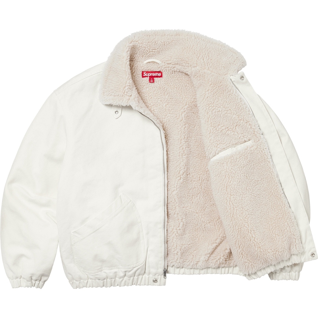 Supreme 598 24Fw Faux Shearling Lined Bomber Jacket Velvet Black White Water Blue S-XL - Image 16
