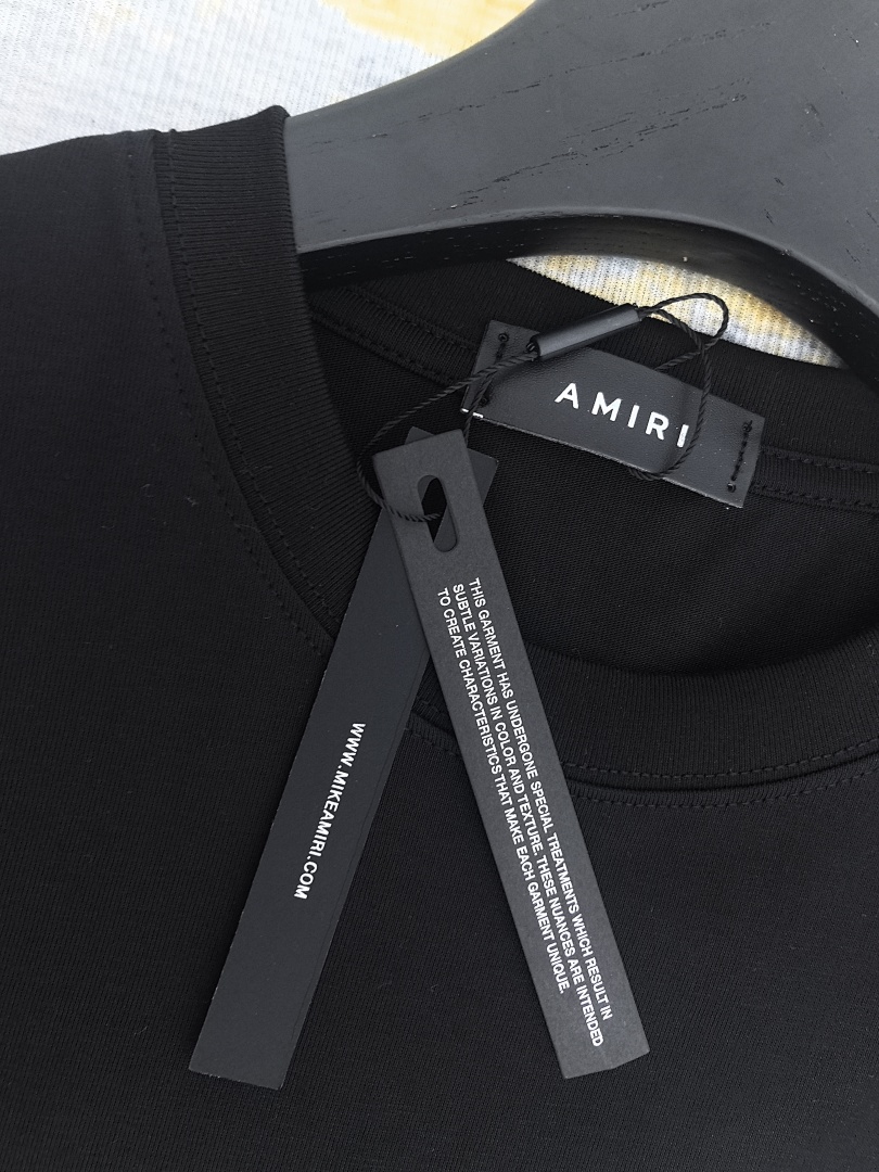 AMIRI 118 Wide Version Model Short Sleeve T Logo Print High Wind Black White S M L XL 9913# - Image 32