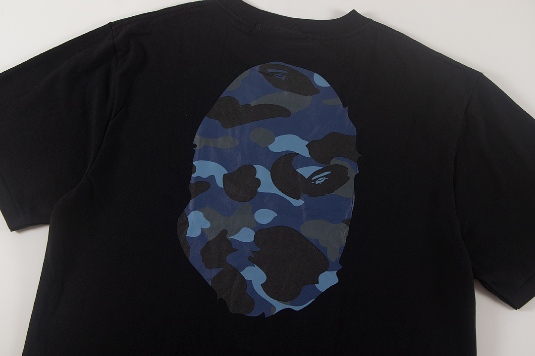 Bape 148 TOP Print Collar Short Sleeve T Black White S-XL - Image 11