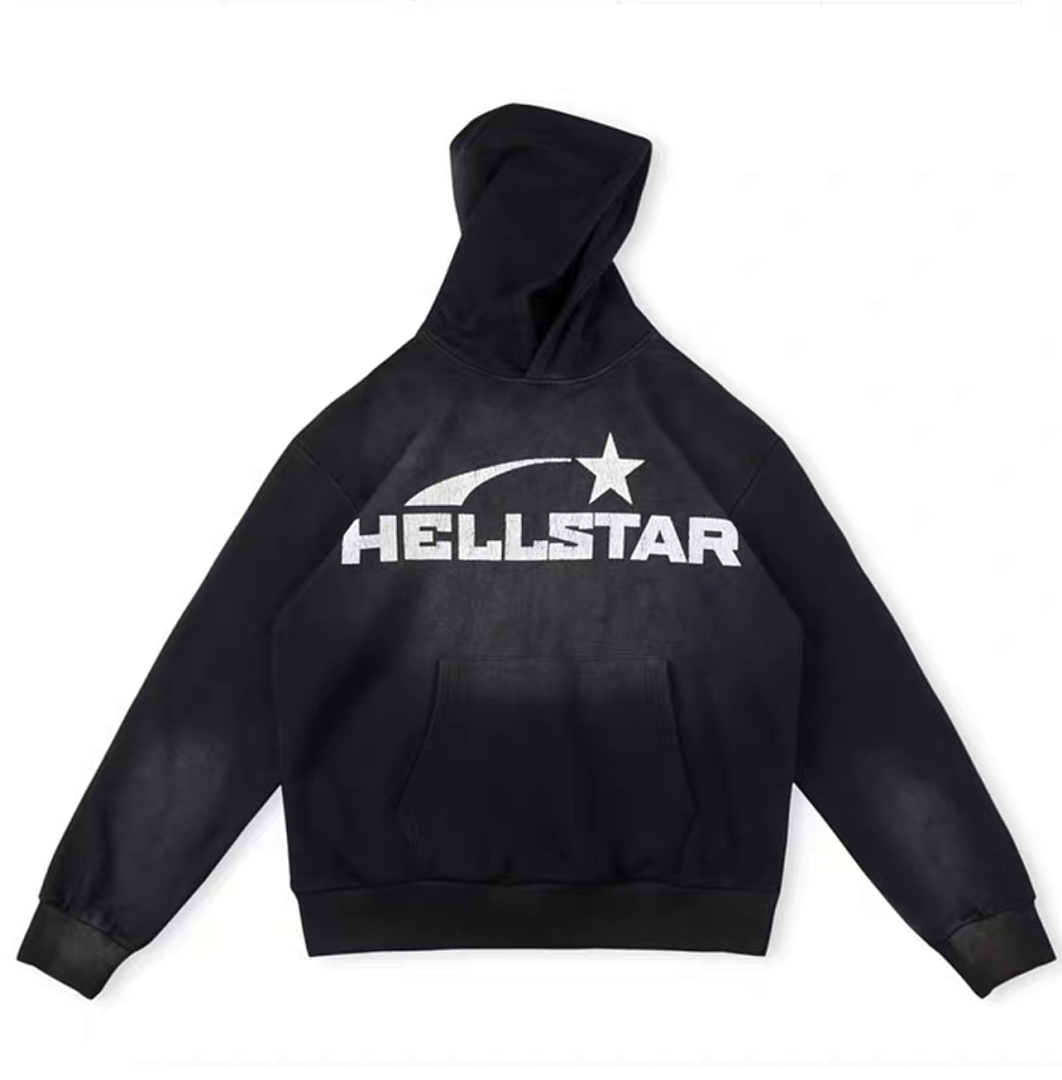 Hellstar 258 Hellstar Studios Hoodie Star Print Womens High Mens Washed Water Black S-M-L-XL - Image 3