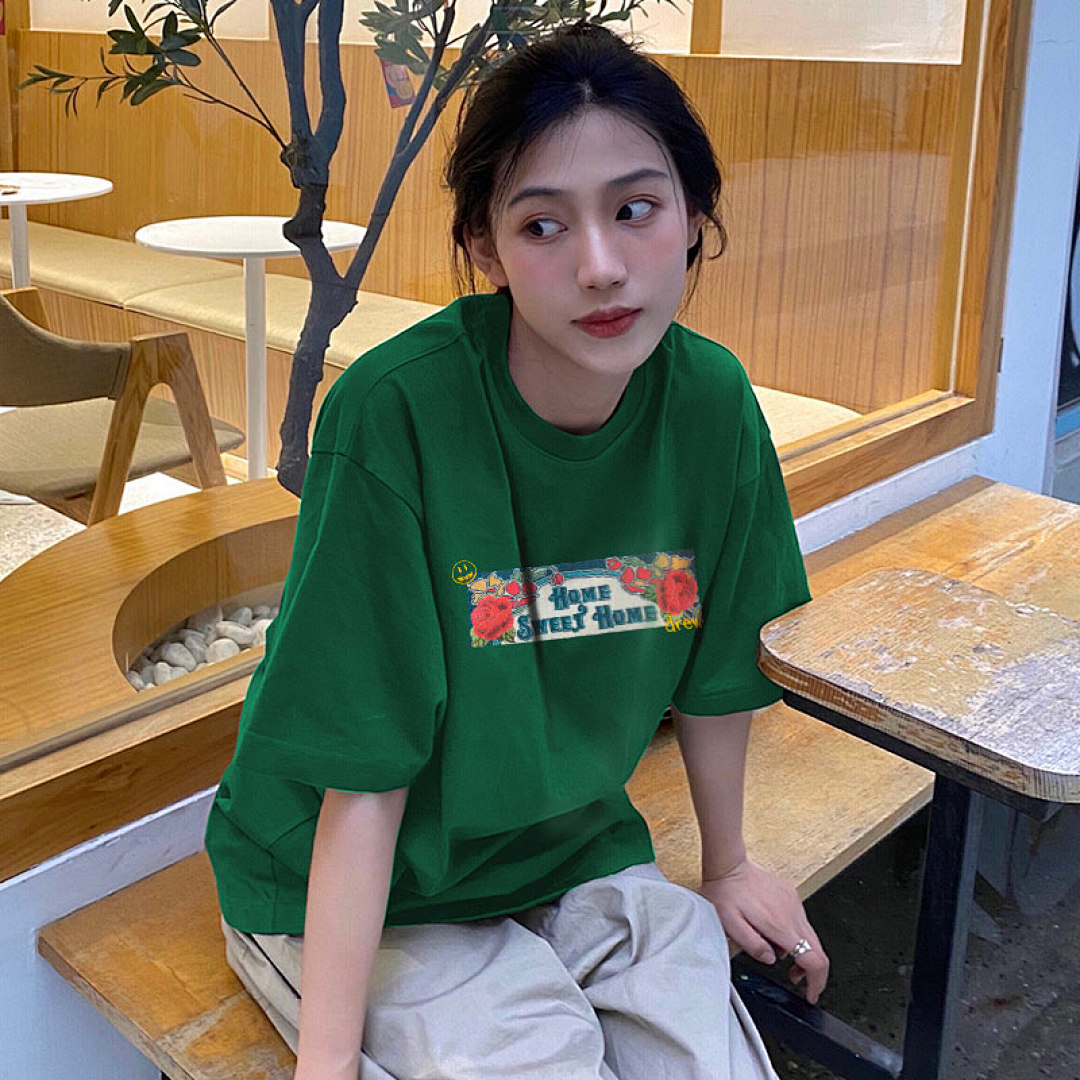 Drew House 108 DREW HOUSE Floral Print Embroidered High Wide Short Sleeve T Green S M L - Image 4