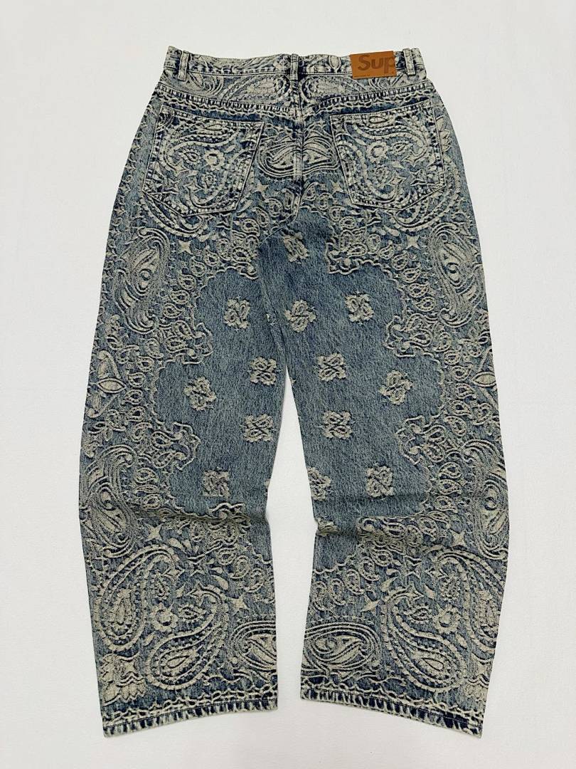 Supreme 498 SS25 BANDANA JACQUARD BAGGY JEAN Floral Fruit (Black) - Image 22