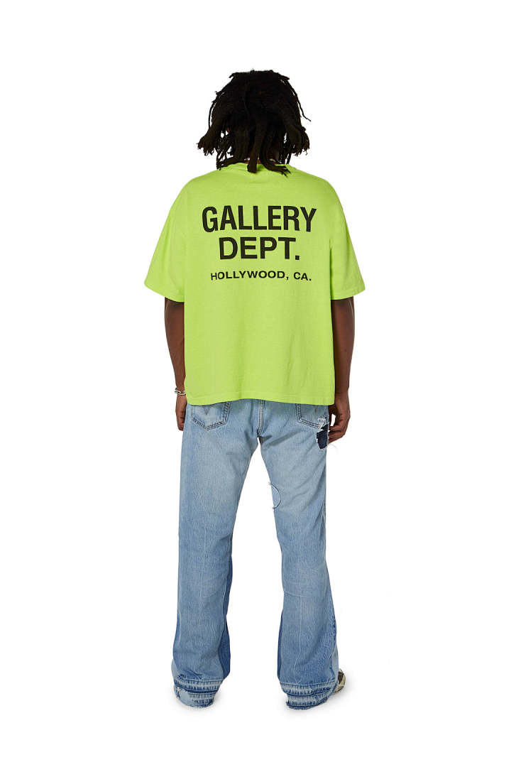 Gallery Dept 98 Gallery Dept. Classic Souvenir Tee LOGO Print Collar Short Sleeve T Black Grey White Cream Apricot Sky Blue Fruit Green Dark S M L - Image 38