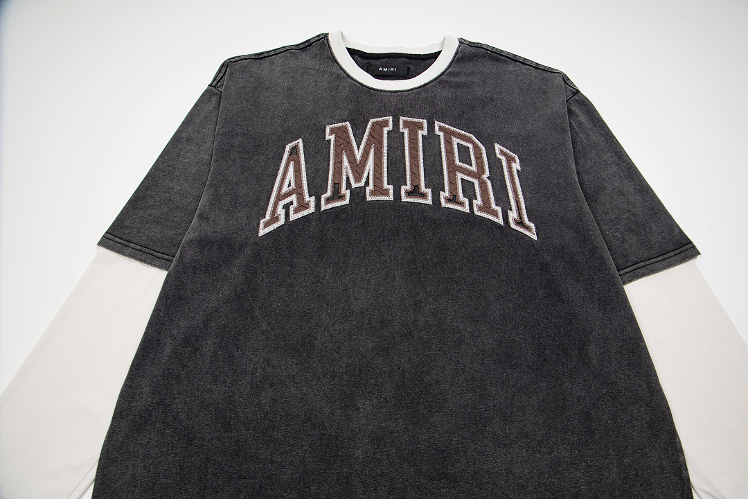 AMIRI 168 Wide Version Model Long Sleeve 2 Water T Black Ice Pink Mist Blue 607# - Image 5