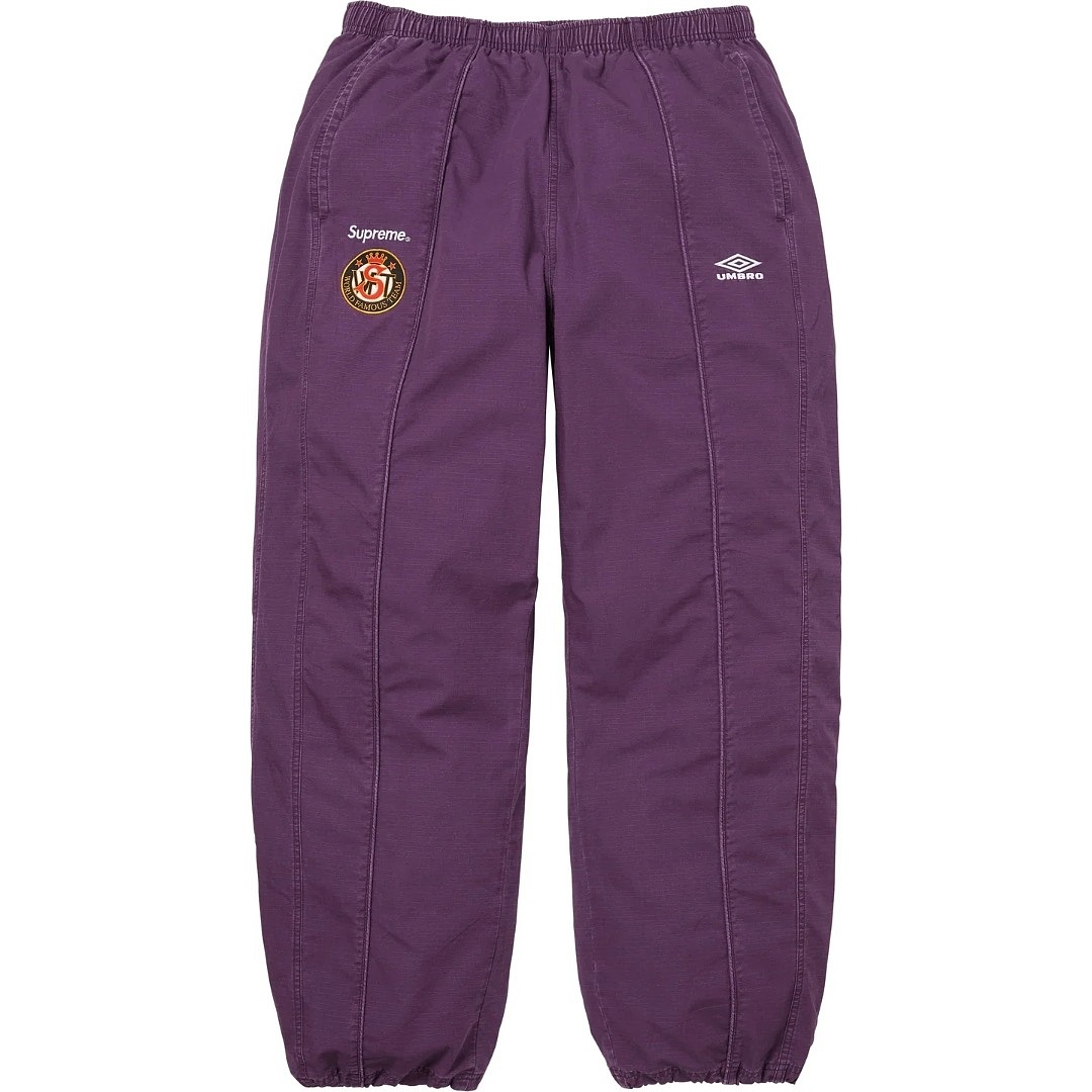 Balenciaga 368 SS26 WEEK1 Cotton Ripstop Track Pant Wide Black Camo Purple Off White S~XL - Image 5