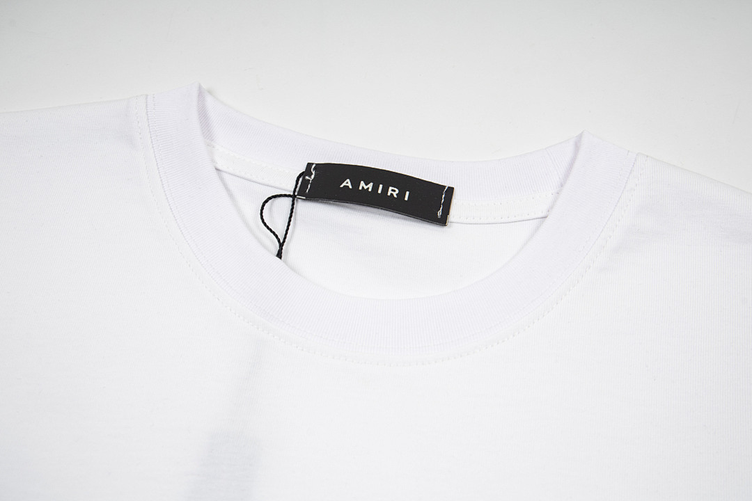 AMIRI 118 Wide Version Model Short Sleeve T Logo Print High Wind Black White Apricot S M L - Image 45