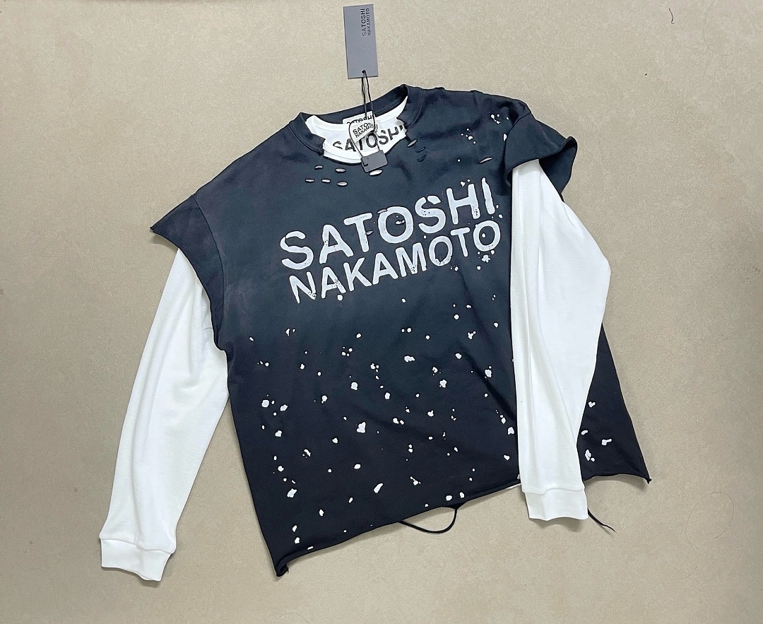Unbranded 128 SATOSHI NAKAMOTO Luke Destroyed Ink Sleeve T : Washed Black Blue Red S M L - Image 47