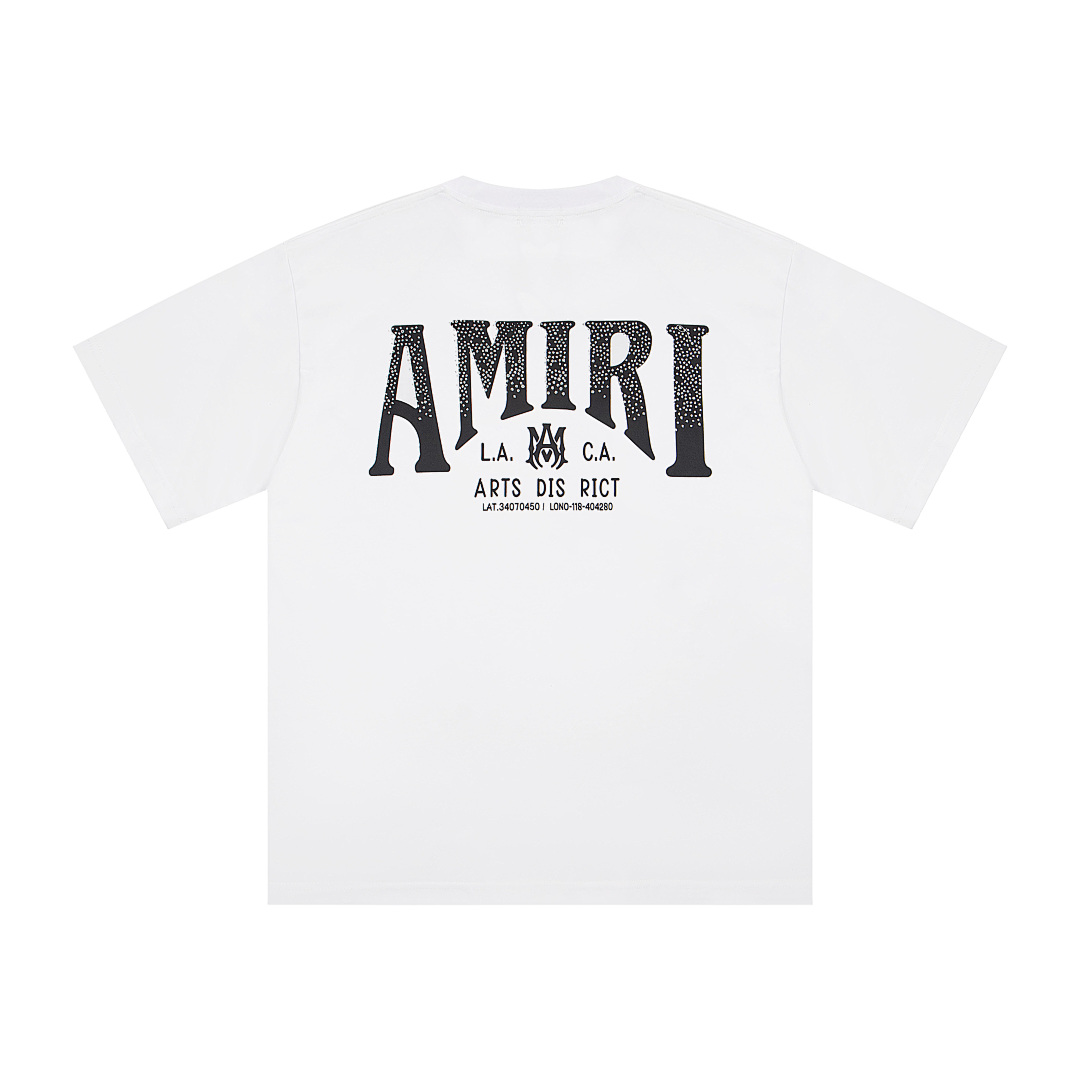 AMIRI 118 Wide Version Model Short Sleeve T Logo Print Diamond High Wind Black White S M L - Image 5