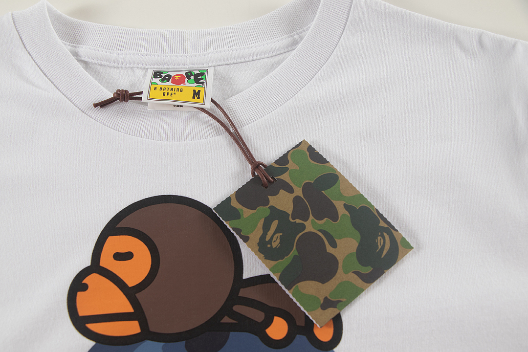 Bape 148 TOP Print Collar Short Sleeve T Black White S-XL - Image 18