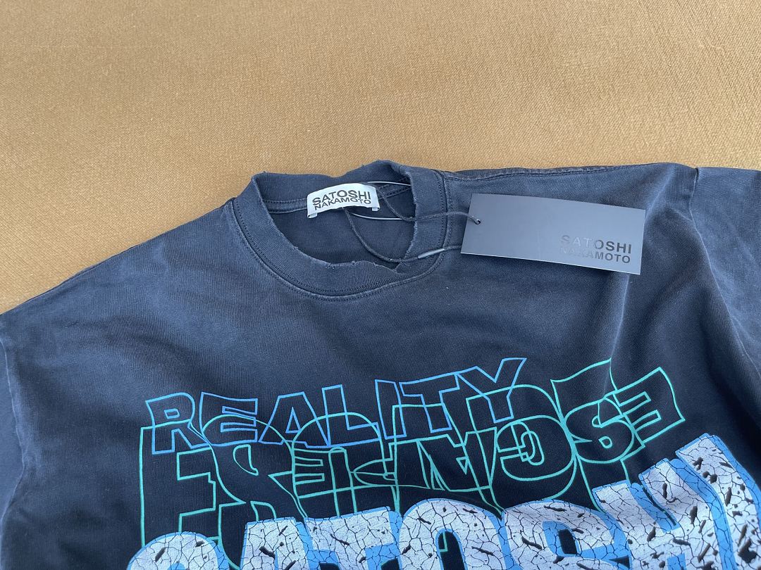 Unbranded 128 Satoshi Nakamoto Stack Letter Logo Tee Print Short Sleeve T : Washed Black S M L - Image 10