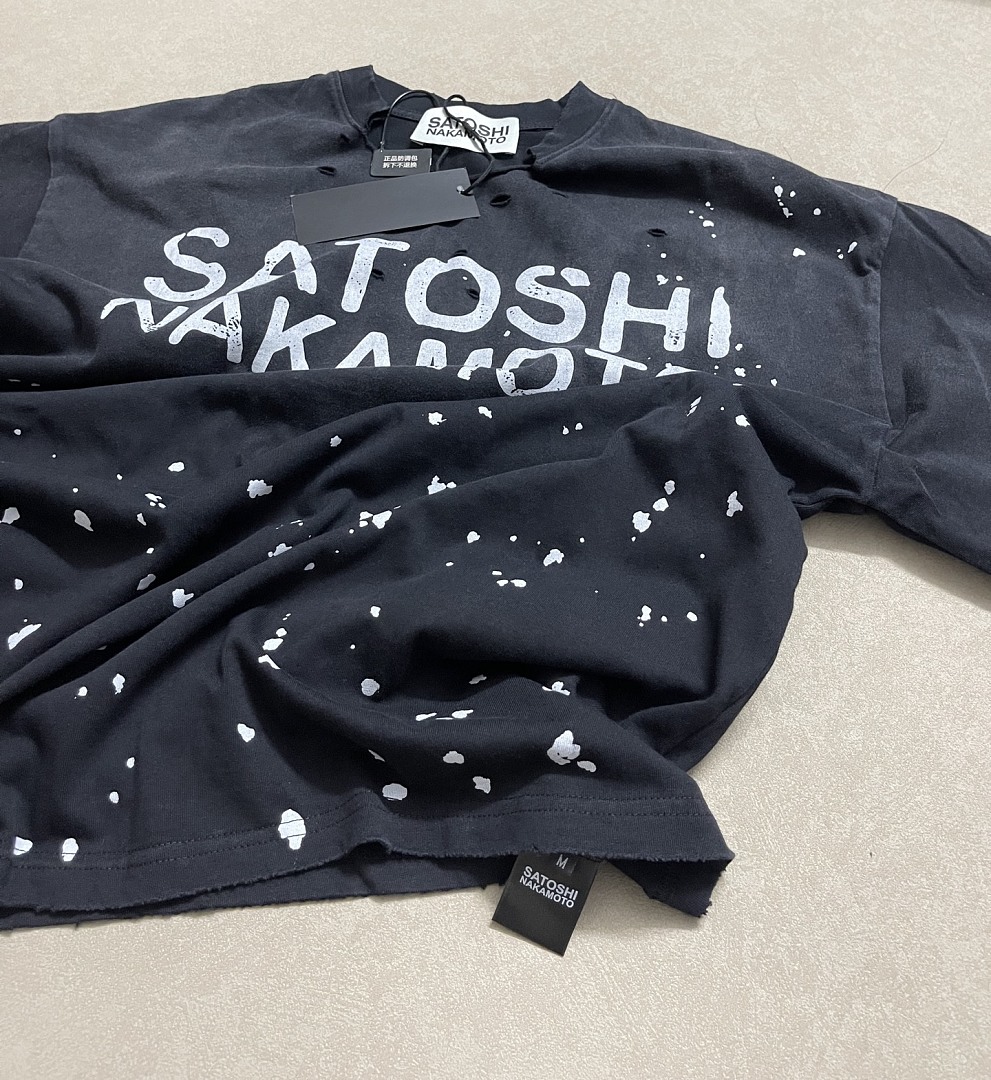 Unbranded 138 Satoshi Nakamoto Splatter Tee Ink T : Washed Black S M L - Image 7