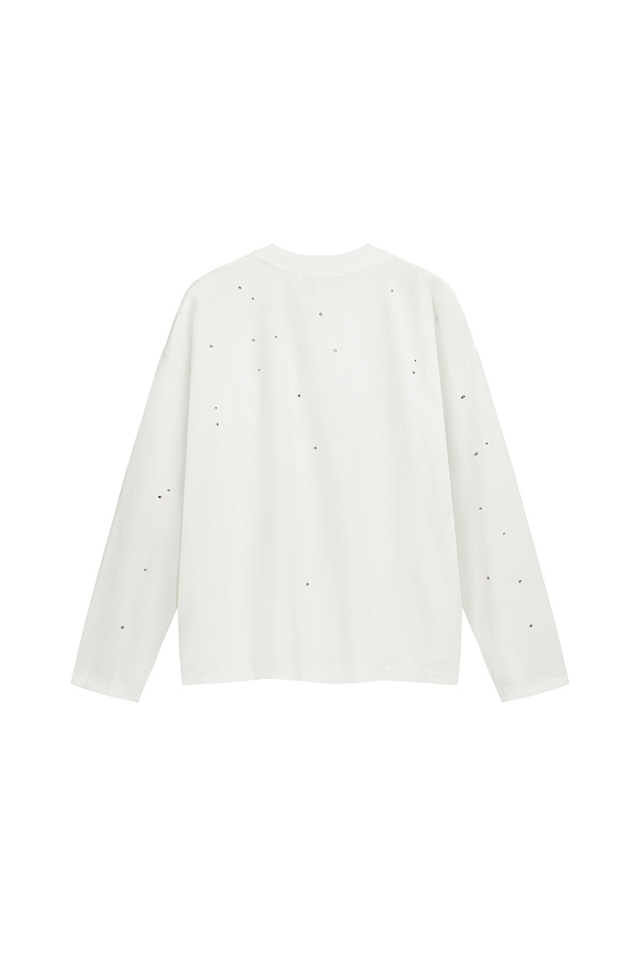 Acne Studios 148 AC LOGO Diamond Print Long Sleeve T White S-XL 3292# - Image 3