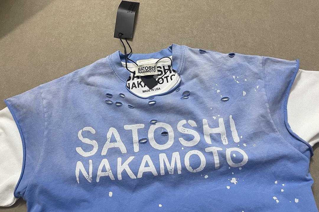 Unbranded 128 SATOSHI NAKAMOTO Luke Destroyed Ink Sleeve T : Washed Black Blue Red S M L - Image 17