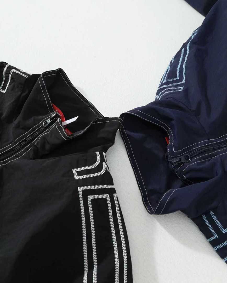 Supreme 438 Embroidered Label Stitching Long Sleeve : Black Navy S M L - Image 8
