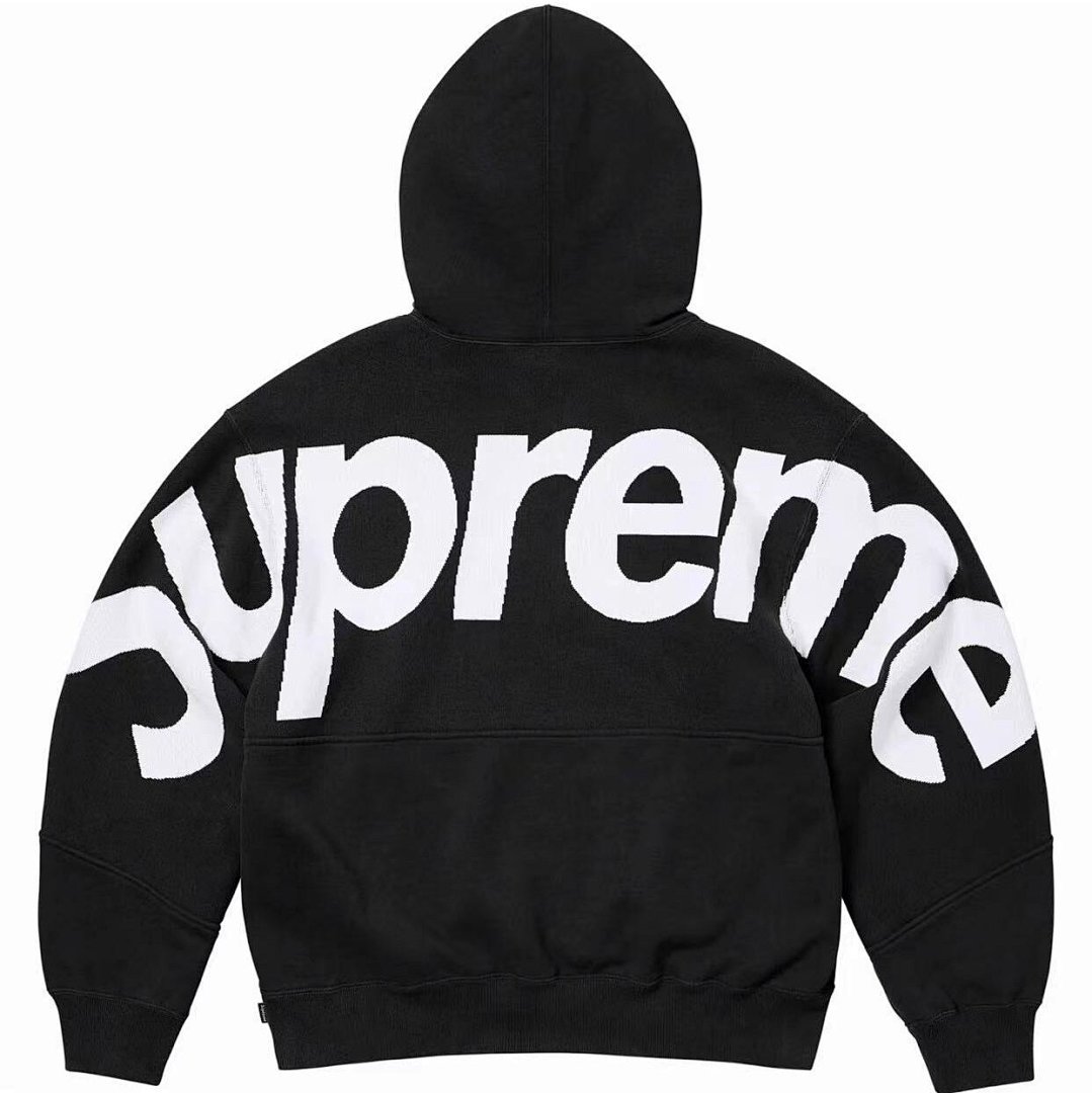Supreme 298 BIG LOGO JACQUARD HOODED SWEATSHIRT Black Grey S M L - Image 4