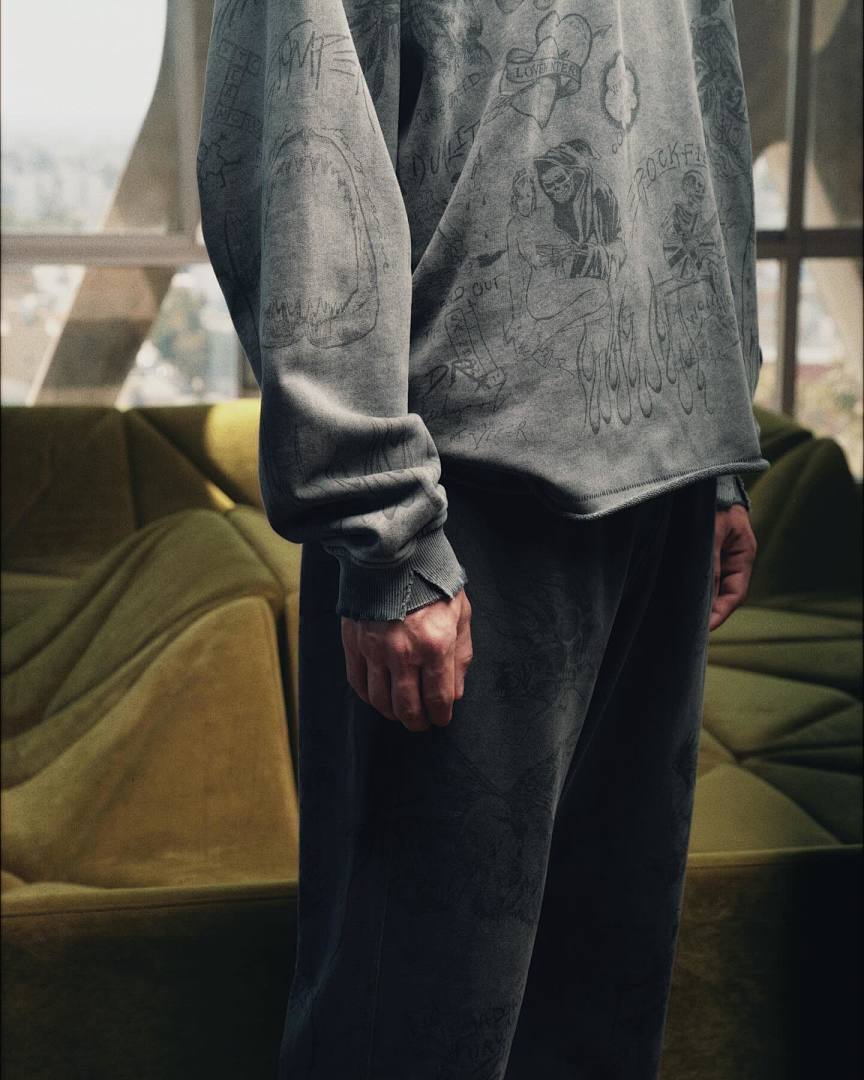 Represent 268 REPRESENT Legacy Hoodie Sky Print Washed : White Black S M L - Image 35