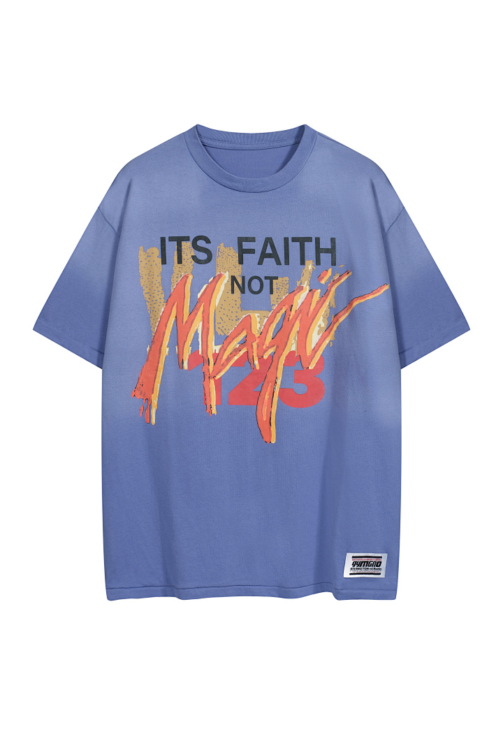 Unbranded 128 RRR 123 ITS FAITH NOT MAGIC TEE Water GYM Print Short Sleeve T Purple Blue Apricot 1 2 3 8004# - Image 3