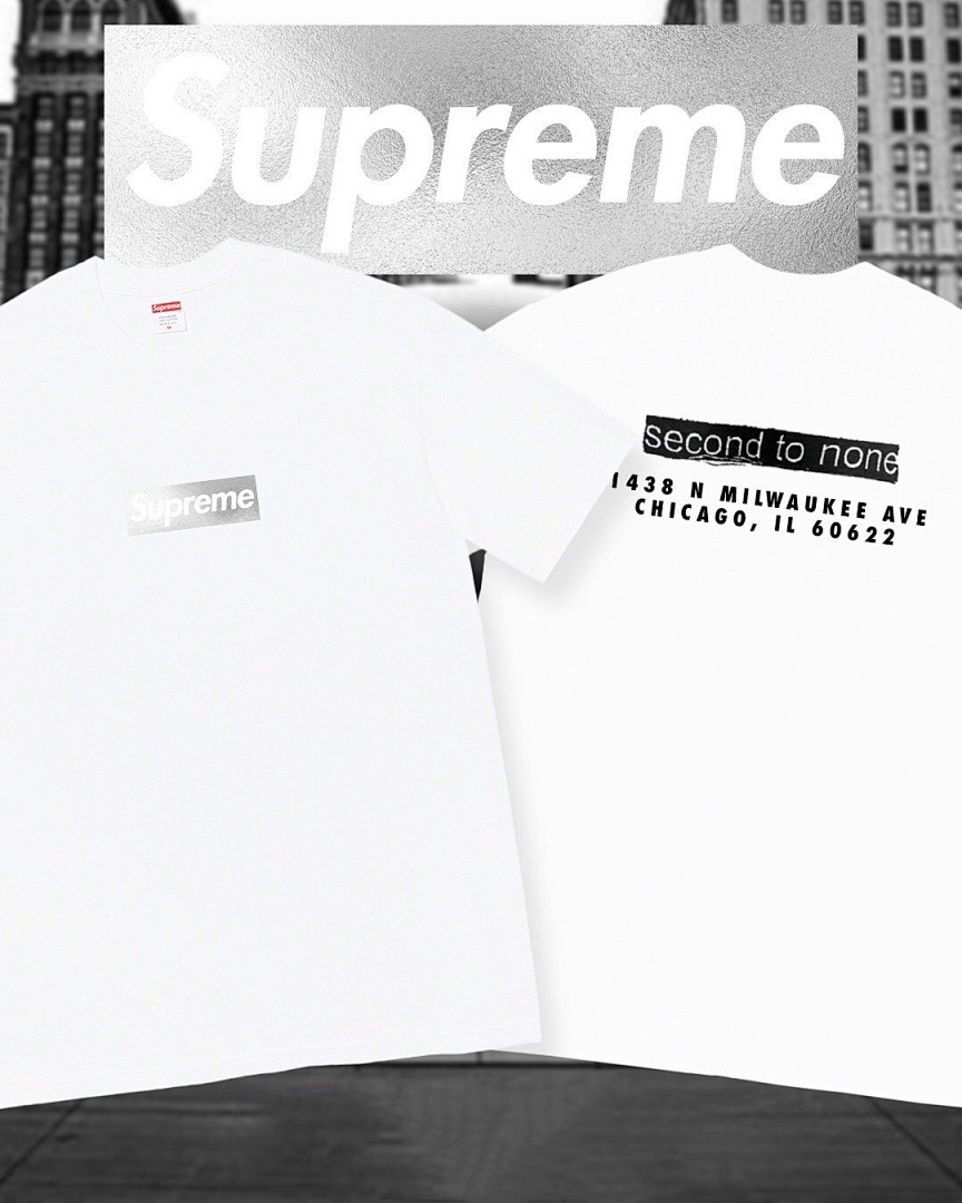 Supreme 118 Sup Chicago Box Logo Tee Limited Exclusive White Silver Bogo Short Sleeve T S M L XL [S2233] - Image 9