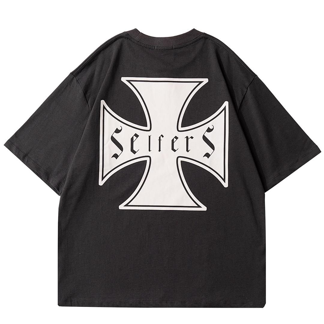 Unbranded 98 ASKYURSELF V9 SELFERS CROSS T Chris Print Short Sleeve Black S-XL 4047# - Image 3