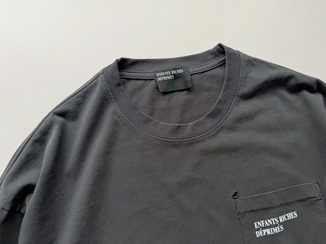 Enfants Riches Deprimes 158 Enfants Riches Deprimes Label Patchwork Long Sleeve T : S M L XL (Washed Grey Blue) - Image 7