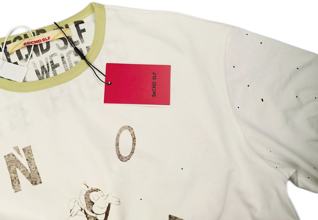 Off-White 128 SECND SLF Yellow Green Small Honey Ink Short Sleeve T : Off White S M L - Image 5
