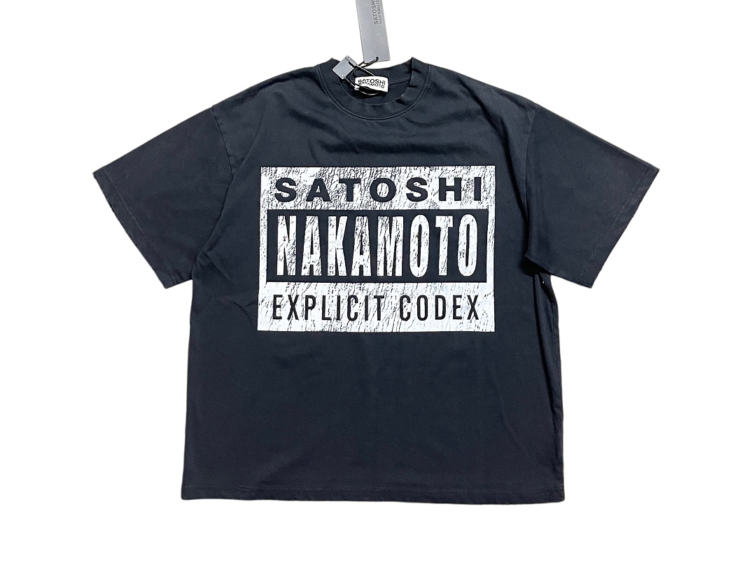 Unbranded 128 SATOSHI NAKAMOTO Print T : Washed Black S M L