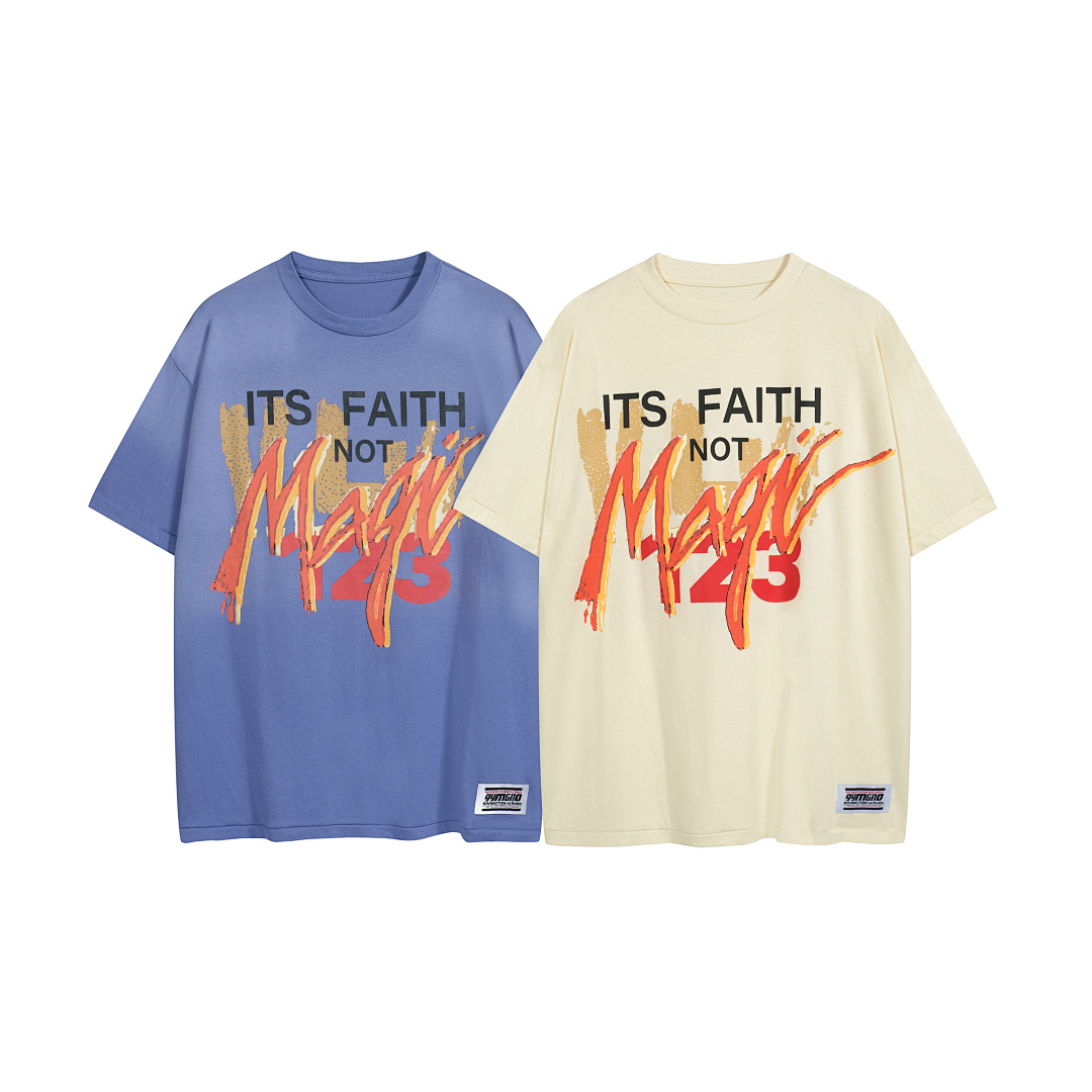 Unbranded 128 RRR 123 ITS FAITH NOT MAGIC TEE Water GYM Print Short Sleeve T Purple Blue Apricot 1 2 3 8004#